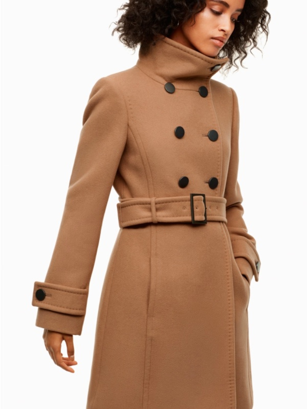 Aritzia Babaton Double-Breasted Belted Wool Coat in Camel